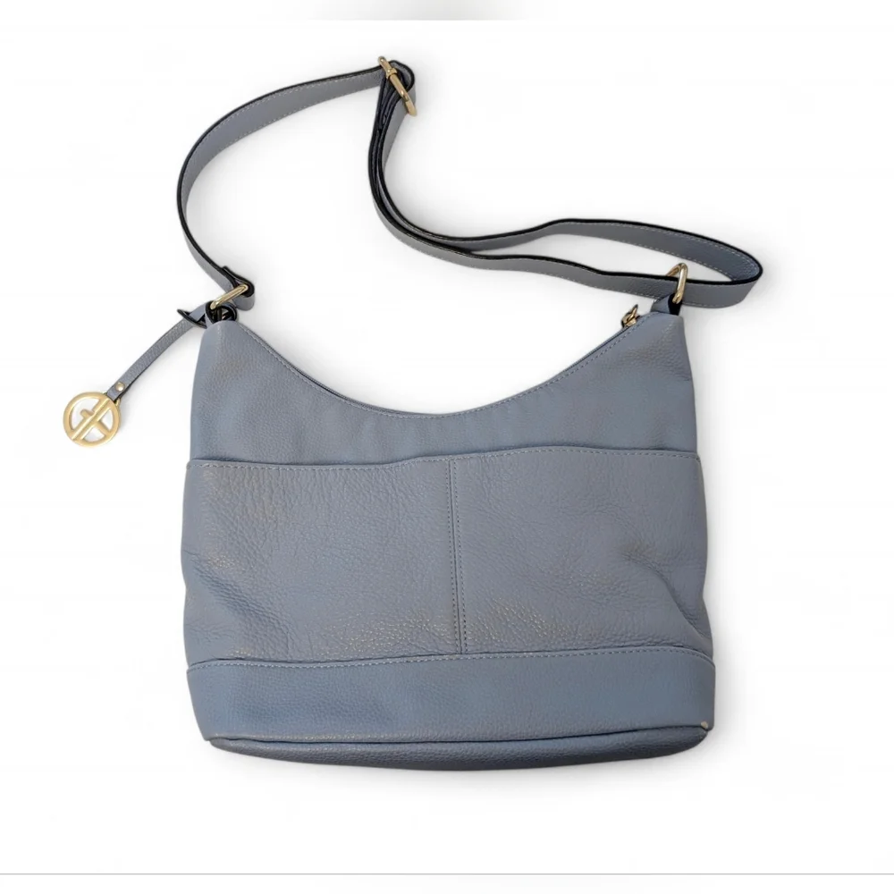 GIANI BERNINI Blue Hobo Bag Bridle Leather Blue Medium Crossbody Shoulder